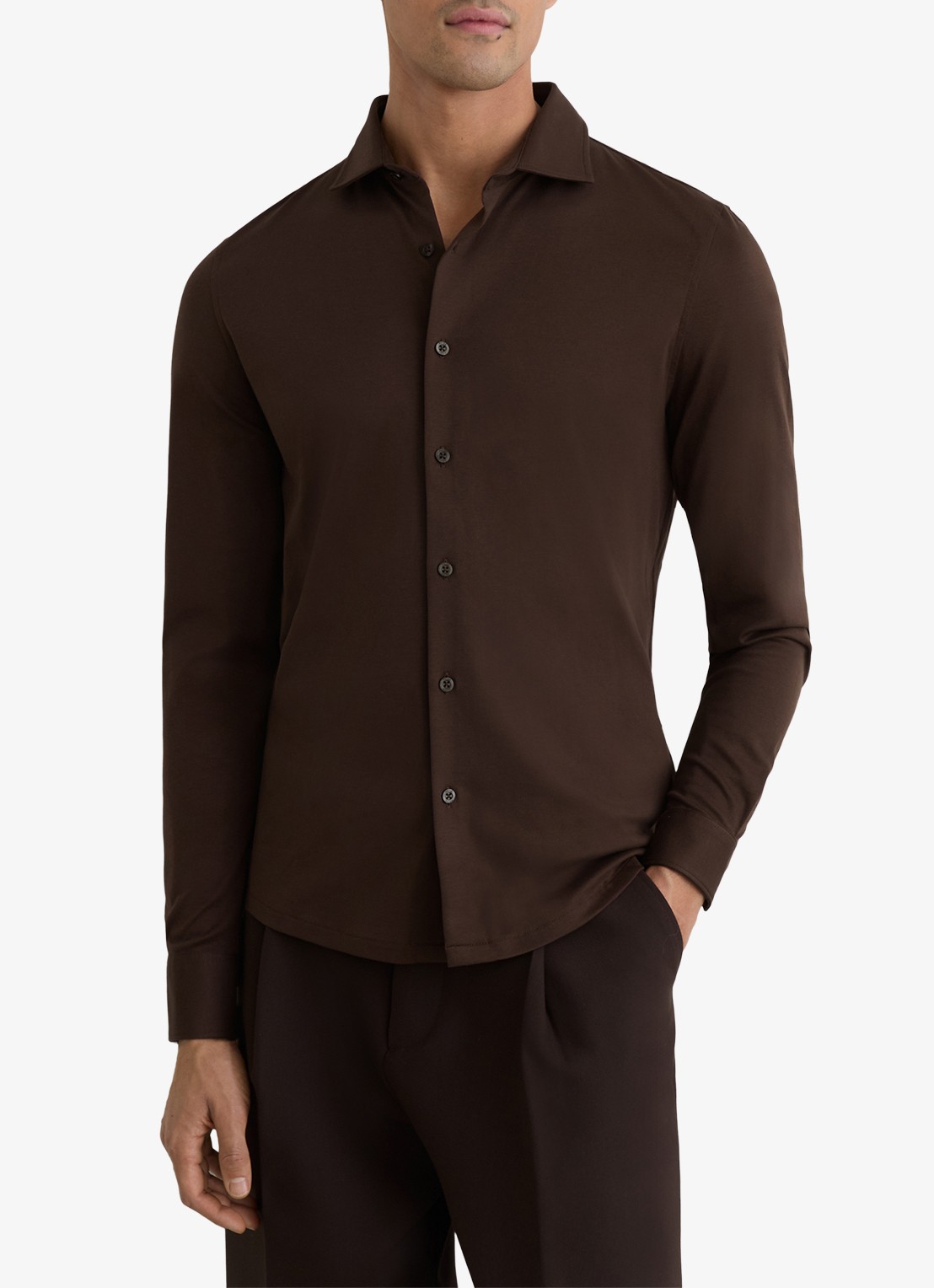 Reiss Duke slim fit overhemd - detail 3 brown / bruin