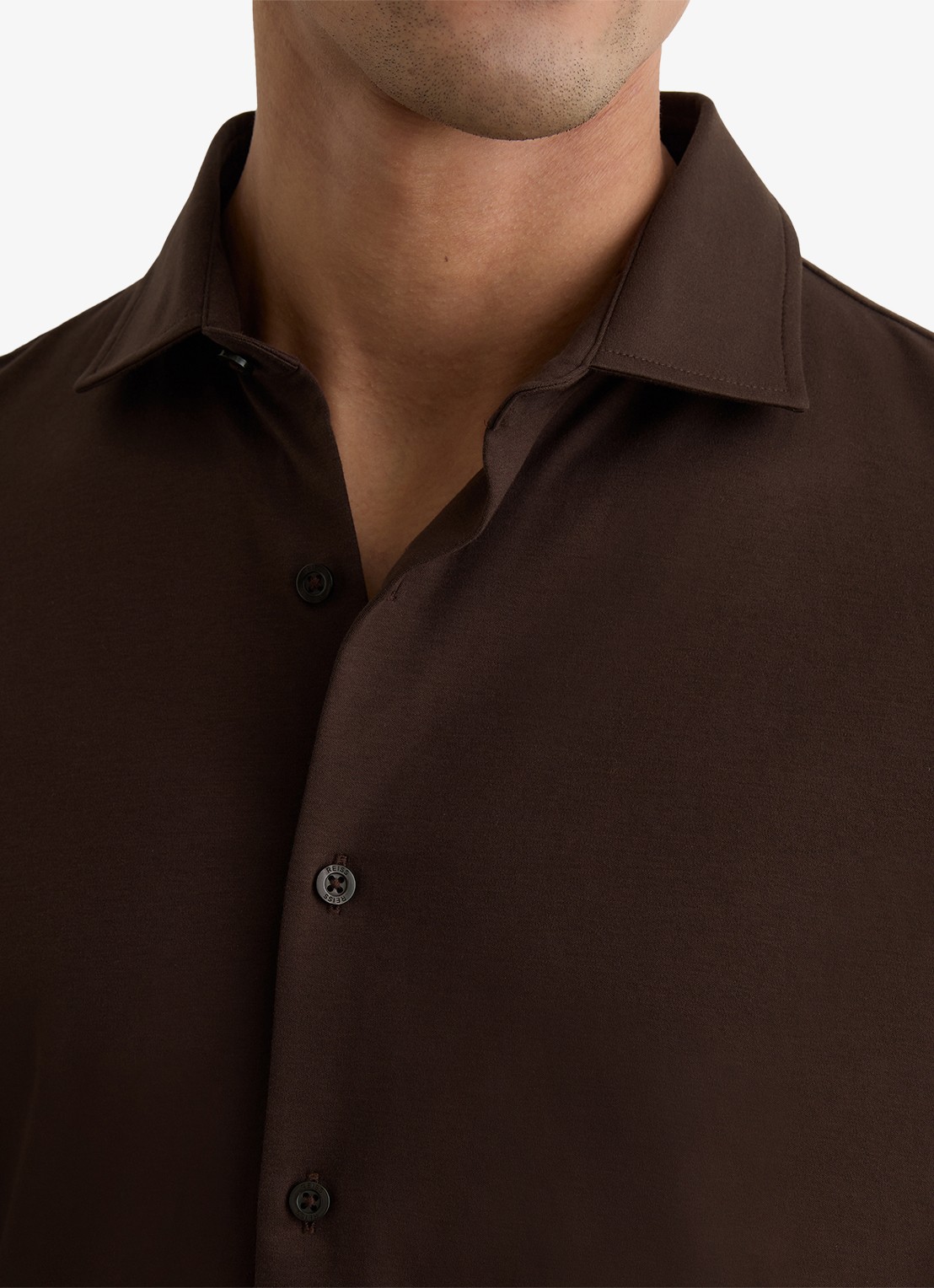 Reiss Duke slim fit overhemd - detail 4 brown / bruin