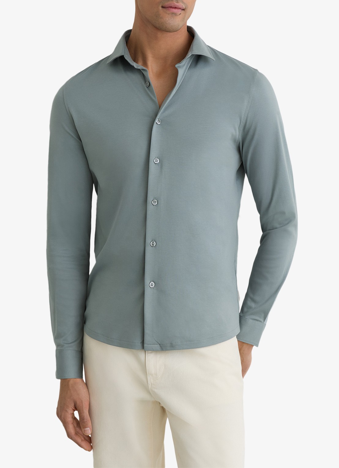 Reiss Duke slim fit overhemd - detail steel blue / blauw