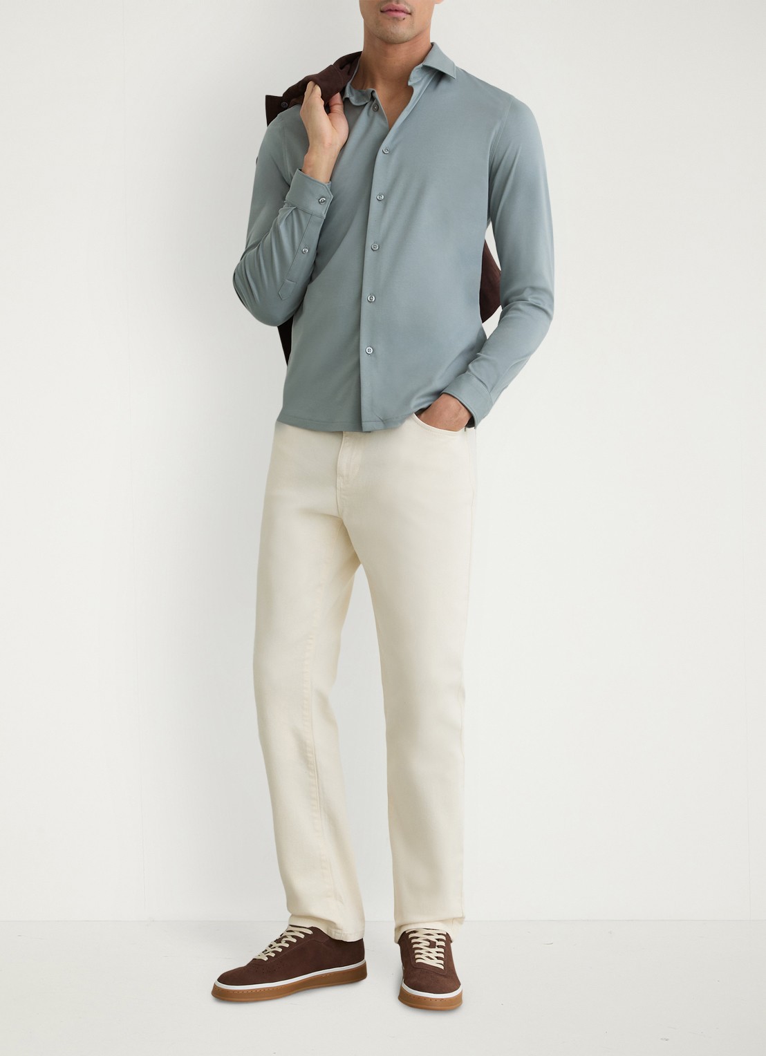 Reiss Duke slim fit overhemd - voorkant 5 steel blue / blauw