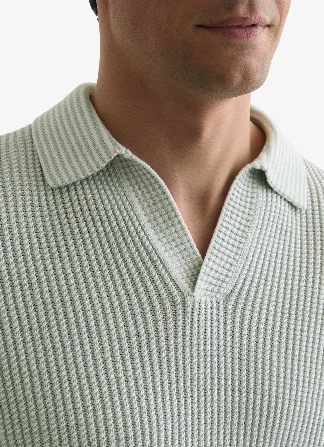 Reiss Dunbar gebreide polo met ribstructuur - detail 5 lindegroen