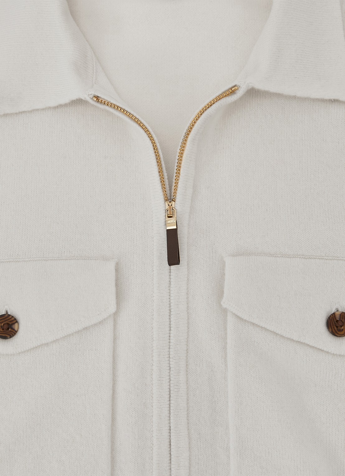 Reiss Dunstall fijngebreid vest van wol met opgestikte zakken - detail 4 wit