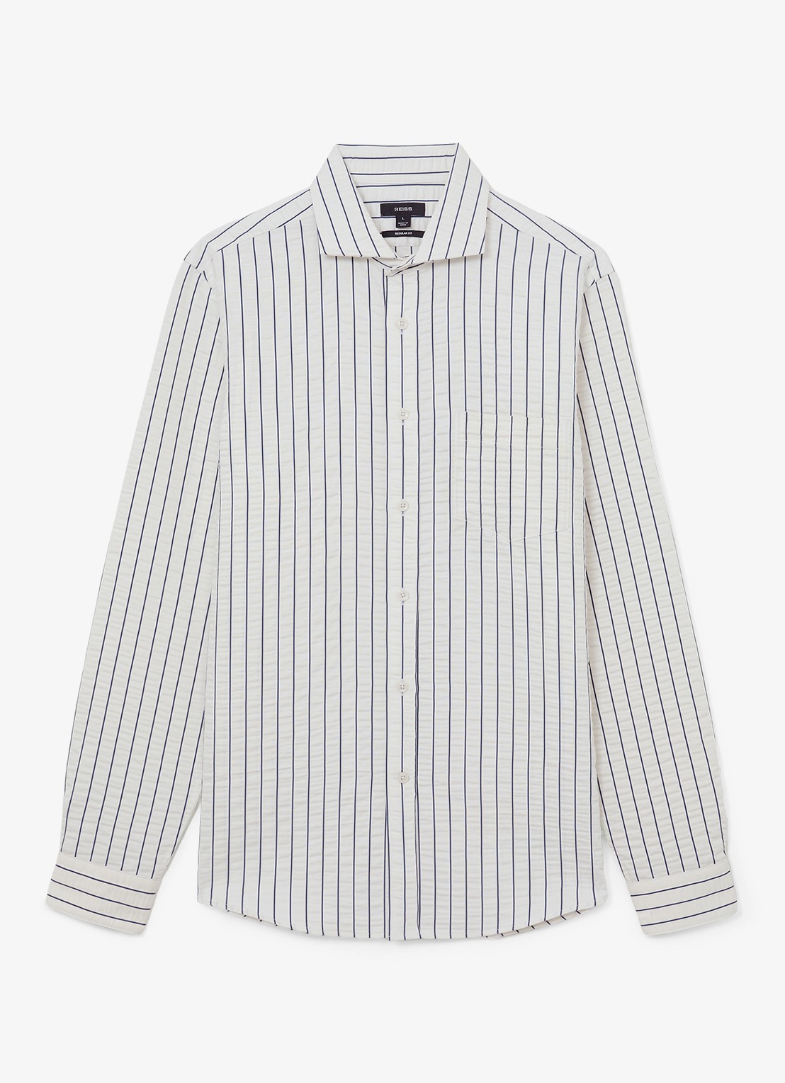 Reiss Dupree regular fit overhemd met streepprint en borstzak - voorkant wit