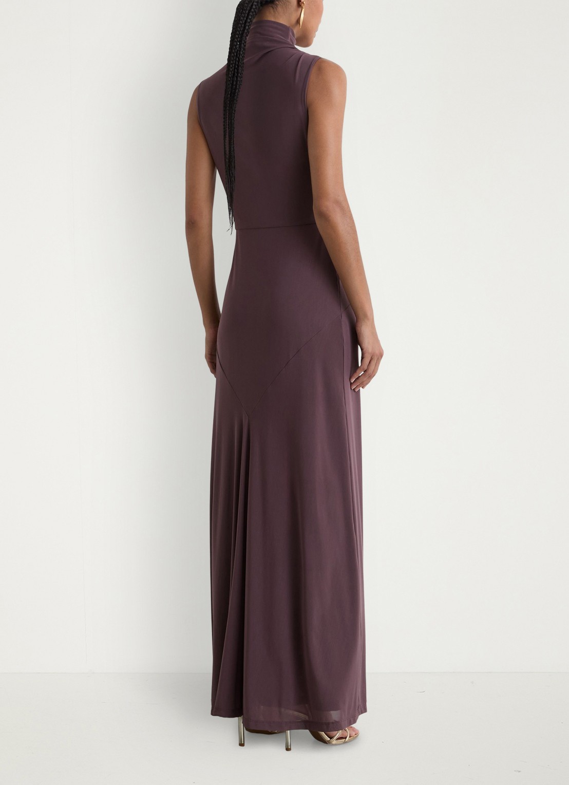 Reiss Dylan midi jurk met split - achterkant bruin