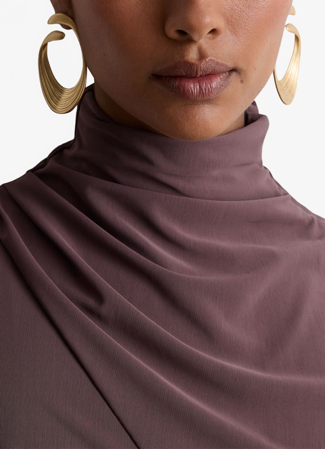 Reiss Dylan midi jurk met split - detail 7 bruin