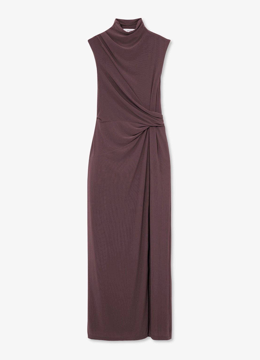 Reiss Dylan midi jurk met split - voorkant 2 bruin