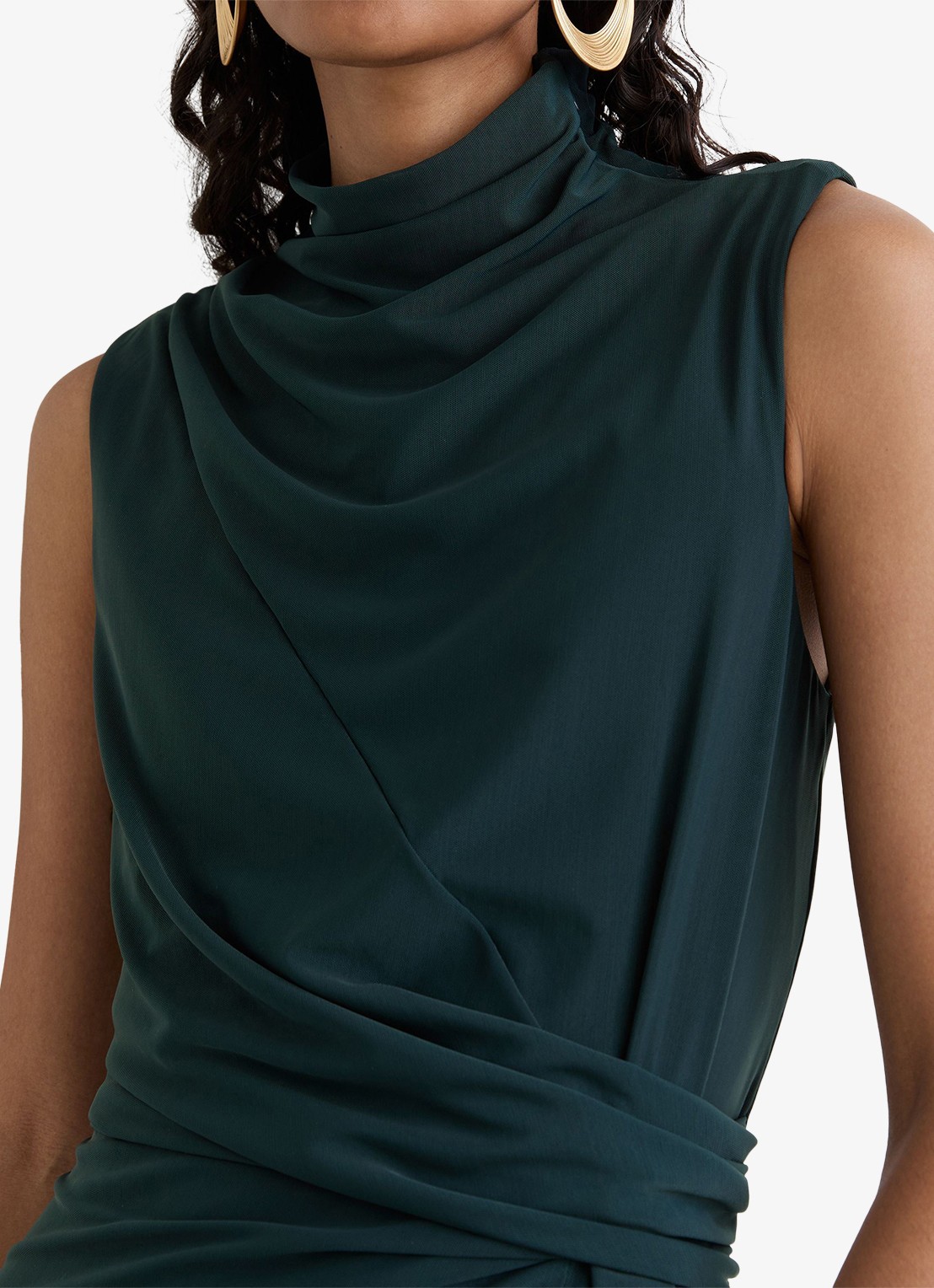 Reiss Dylan midi jurk met split - detail 3 groen