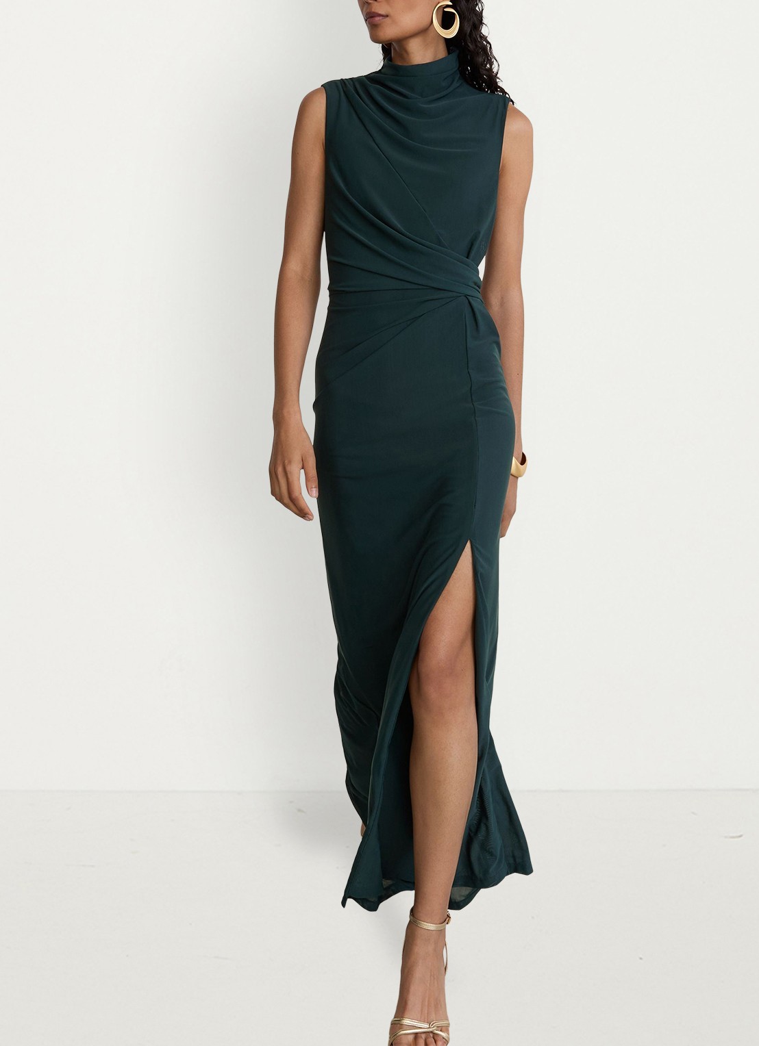 Reiss Dylan midi jurk met split - detail 4 groen