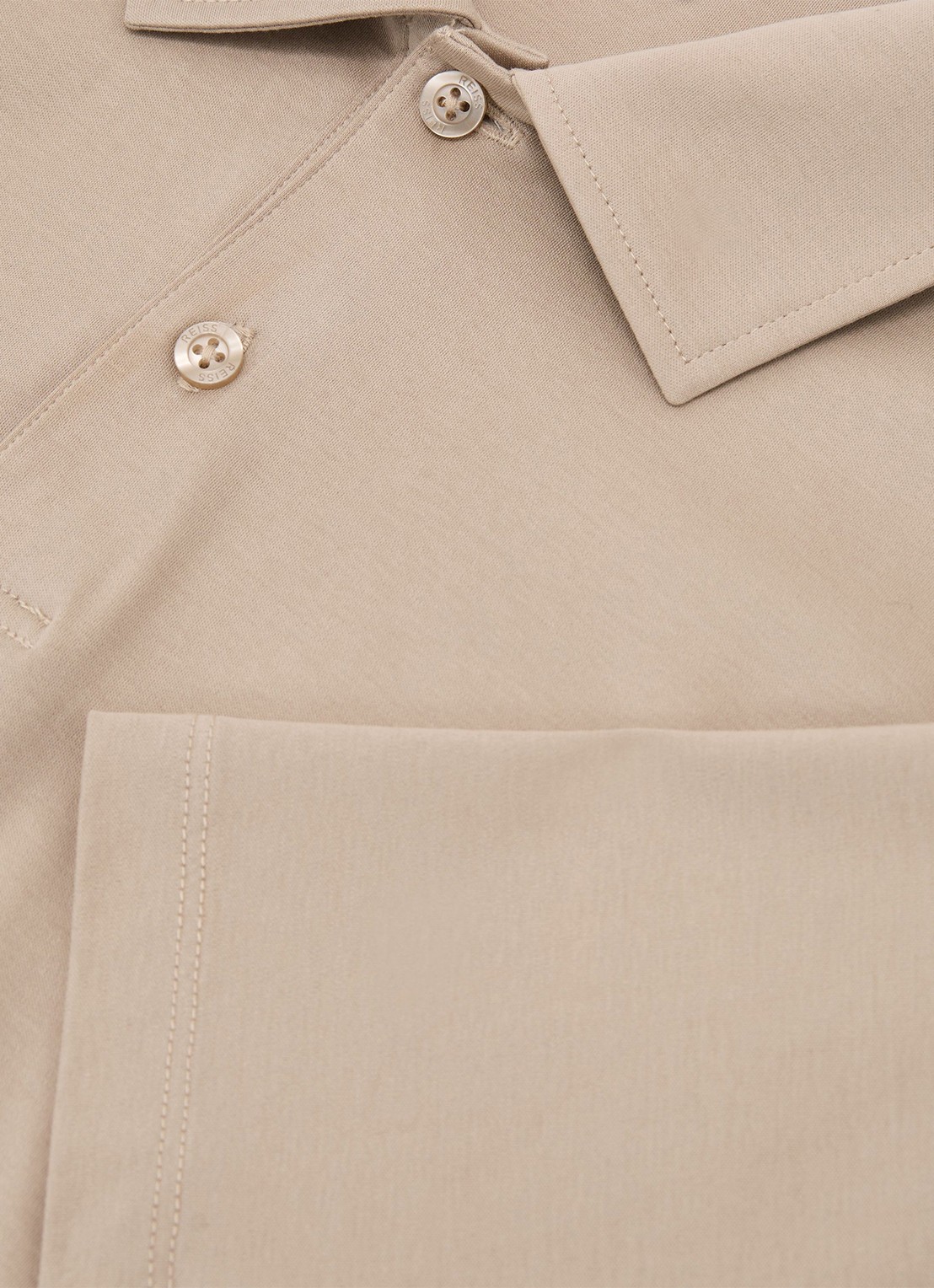 Reiss Earl regular fit polo met gemêleerd dessin - detail beige