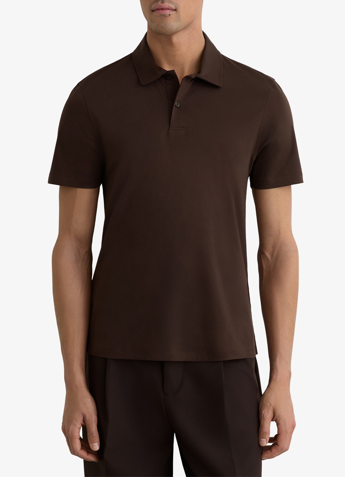 Reiss Earl regular fit polo van katoen - detail 3 brown / bruin