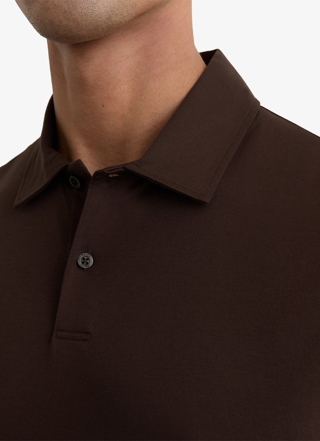 Reiss Earl regular fit polo van katoen - detail 4 brown / bruin