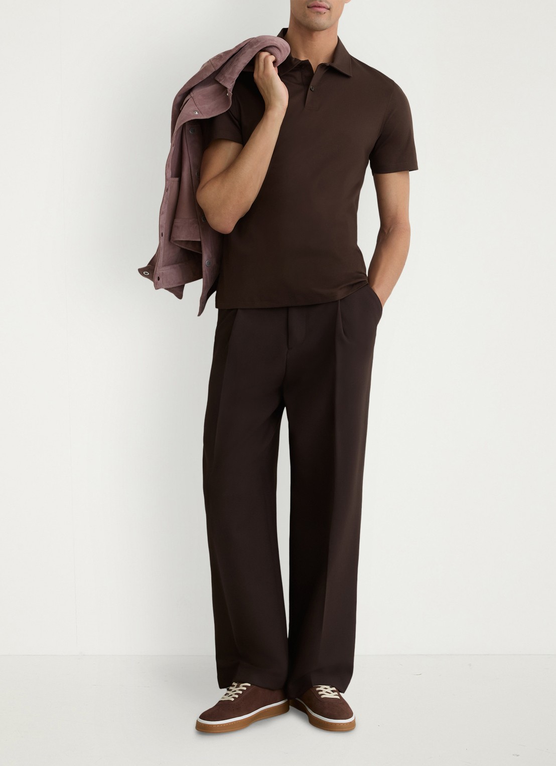 Reiss Earl regular fit polo van katoen - voorkant 2 brown / bruin