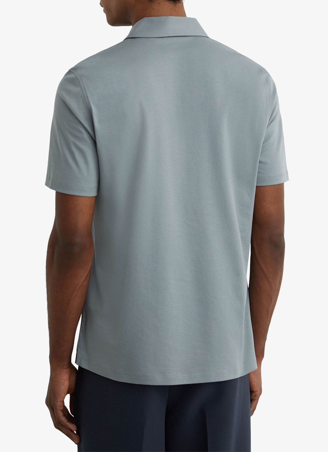 Reiss Earl regular fit polo van katoen - achterkant 3 steel blue / blauw