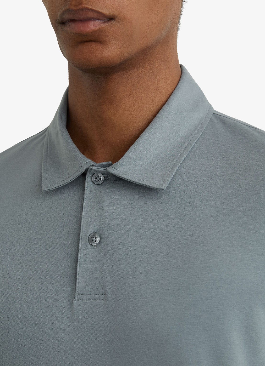 Reiss Earl regular fit polo van katoen - detail 5 steel blue / blauw