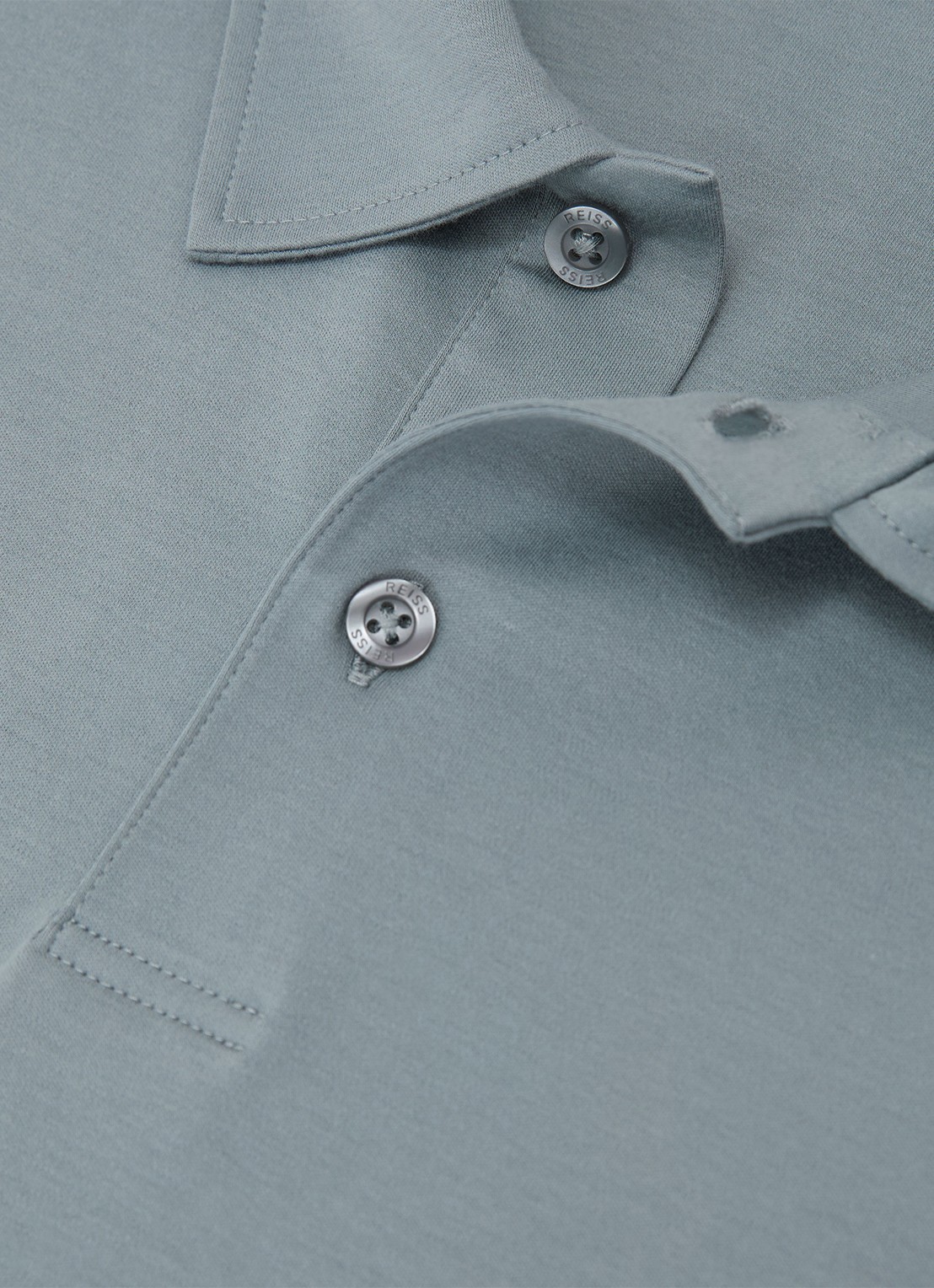Reiss Earl regular fit polo van katoen - detail 6 steel blue / blauw