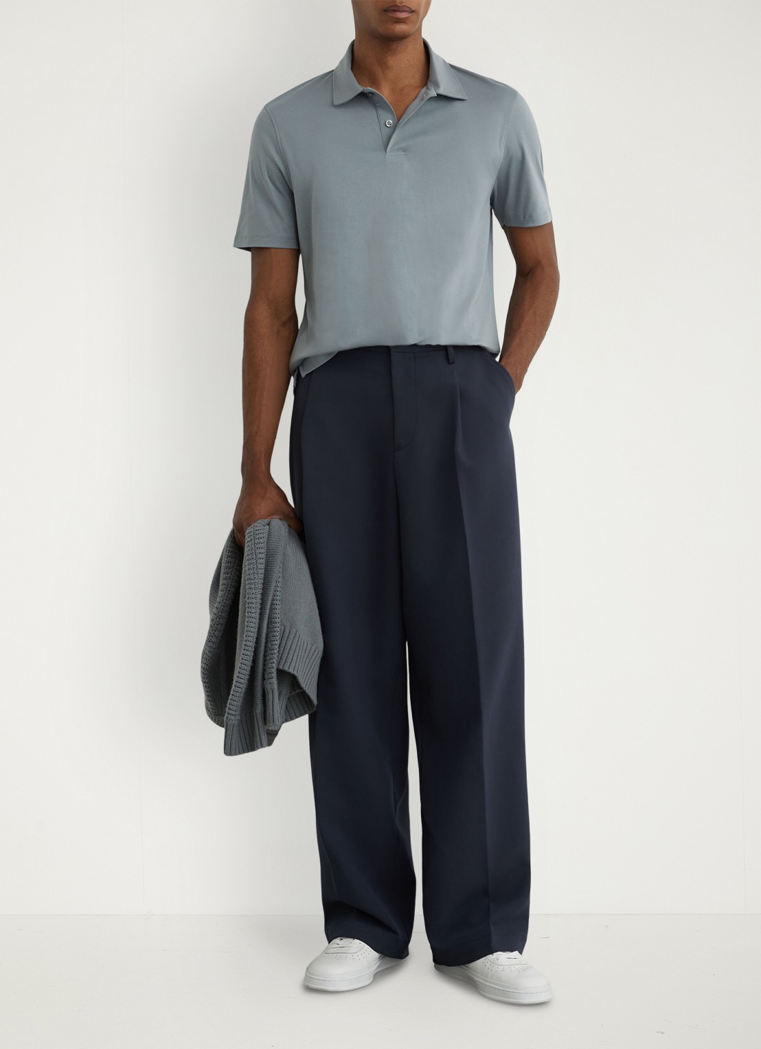 Reiss Earl regular fit polo van katoen - voorkant 2 steel blue / blauw