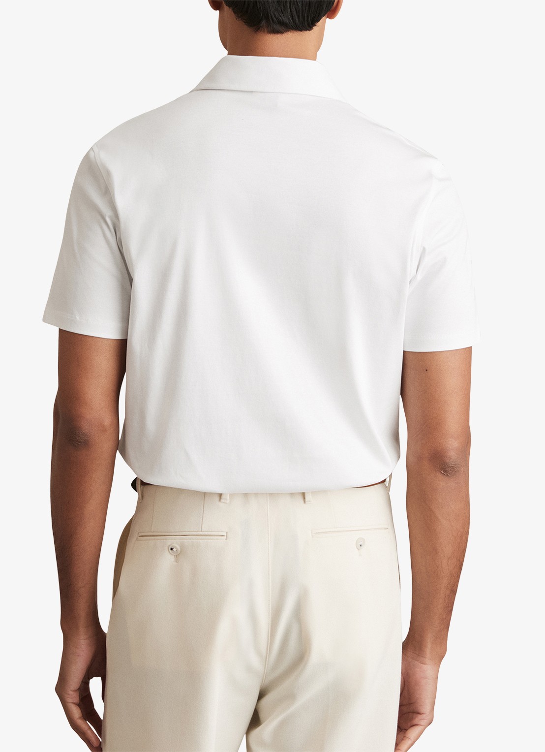 Reiss Earl slim fit polo met stretch - achterkant 3 wit