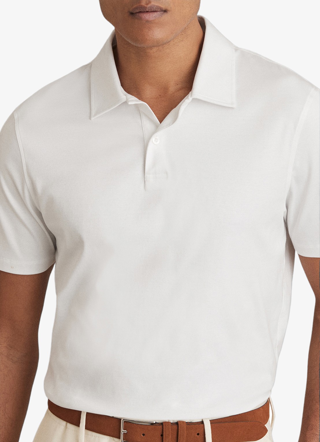 Reiss Earl slim fit polo met stretch - detail 4 wit