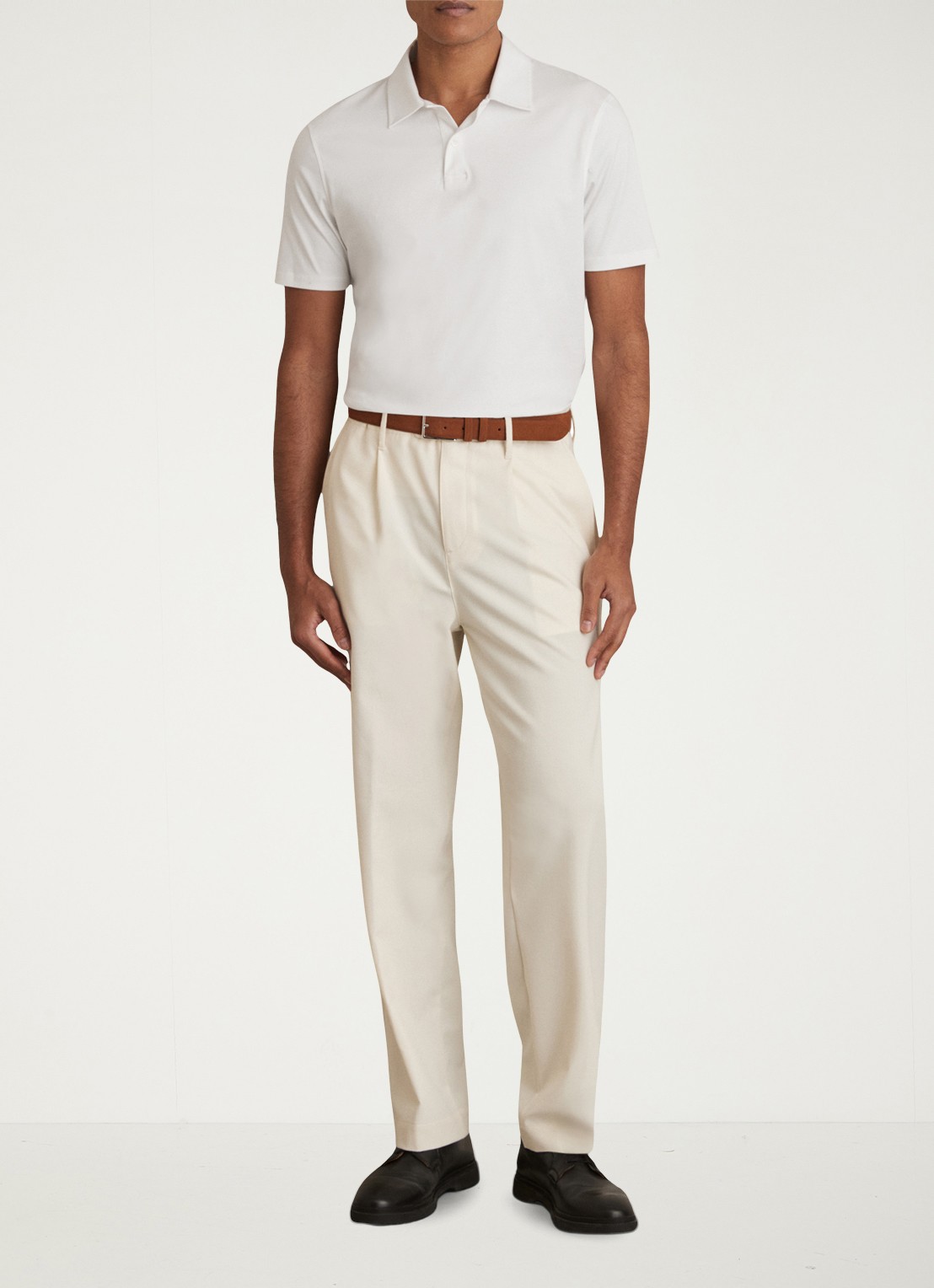 Reiss Earl slim fit polo met stretch - voorkant 2 wit