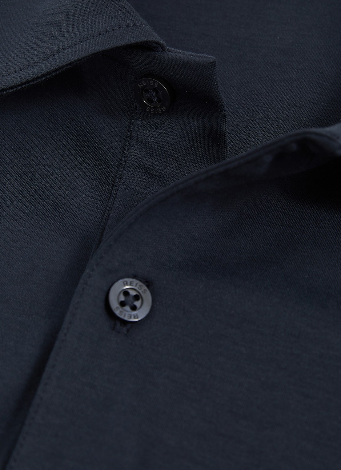 Reiss Earl slim fit polo met stretch - detail 2 donkerblauw