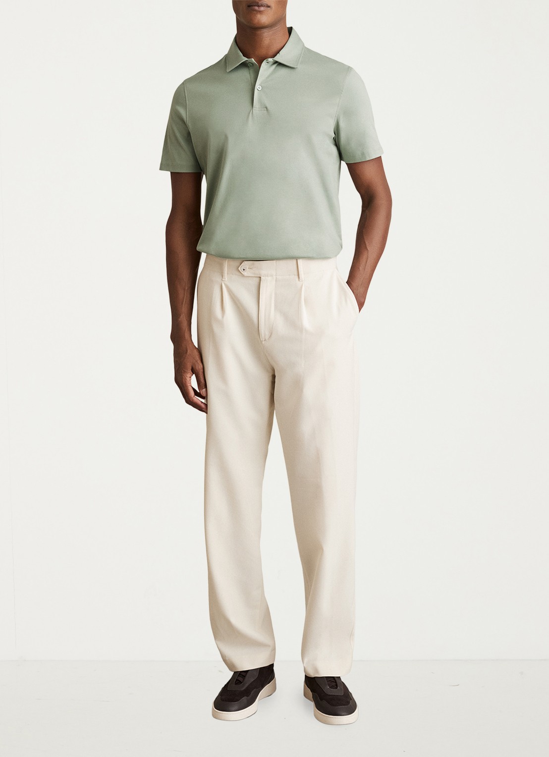 Reiss Earl slim fit polo met stretch - voorkant 5 groen