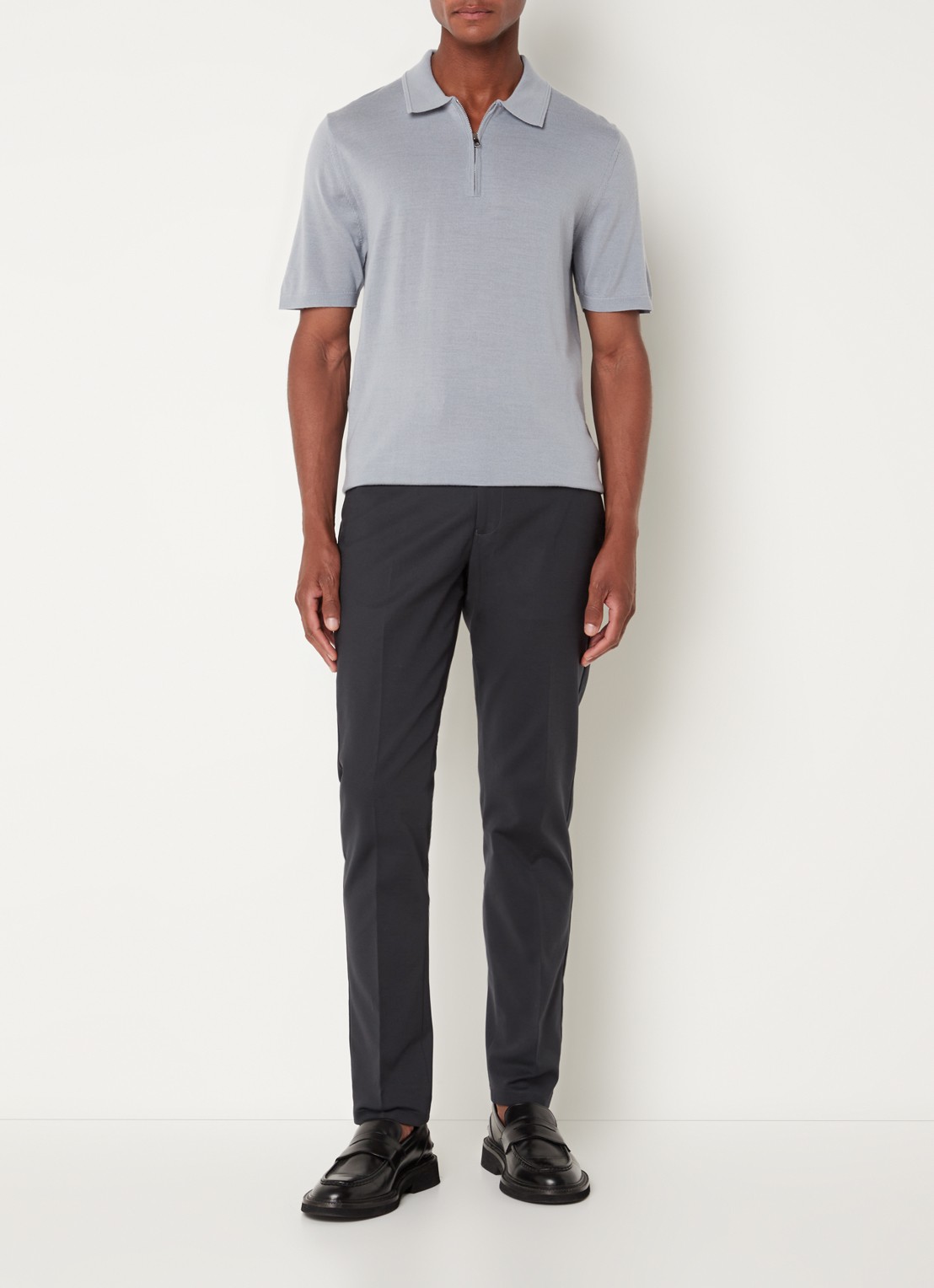 Reiss Eastbury slim fit chino met steekzakken  - voorkant 5 staalblauw