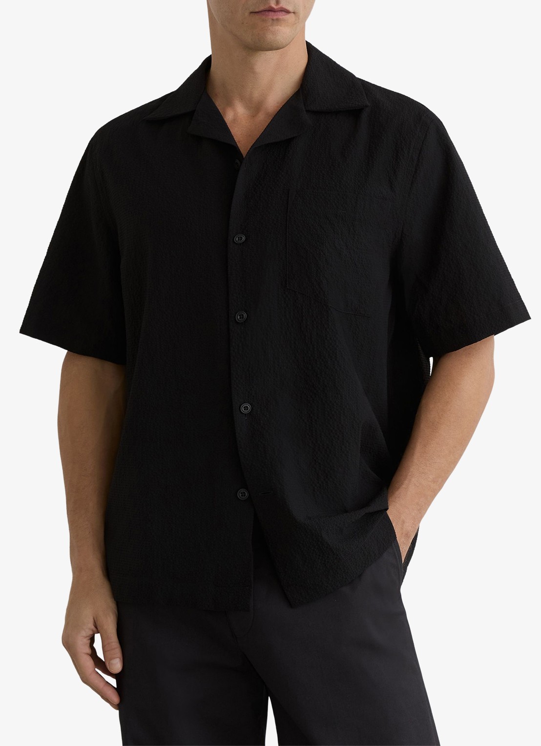 Reiss Eclipse regular fit overhemd met borstzak - detail black / zwart