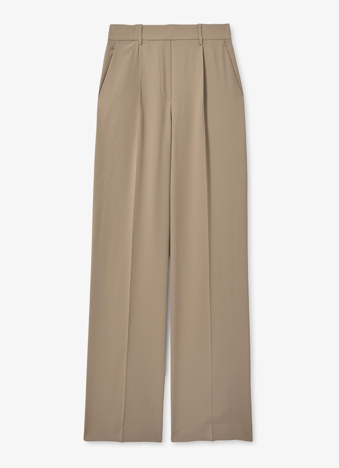 Reiss Eden high waist wide fit pantalon met steekzakken - voorkant 2 naturel