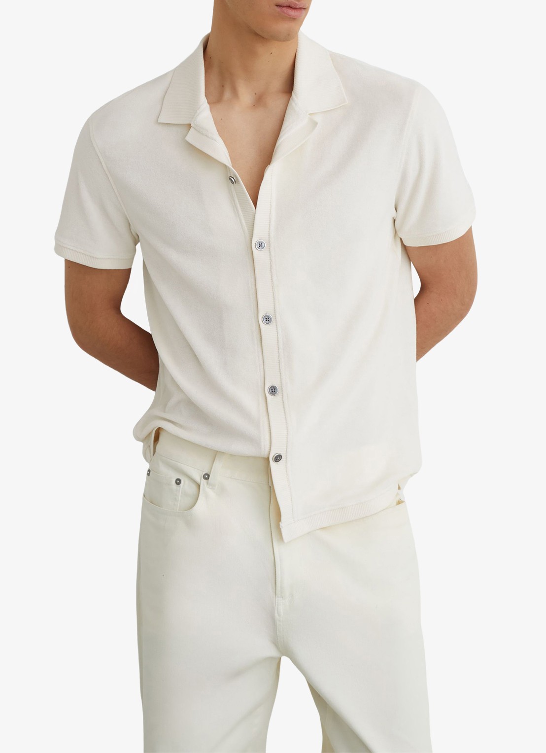 Reiss Eden overhemd van badstof - detail 2 white / wit