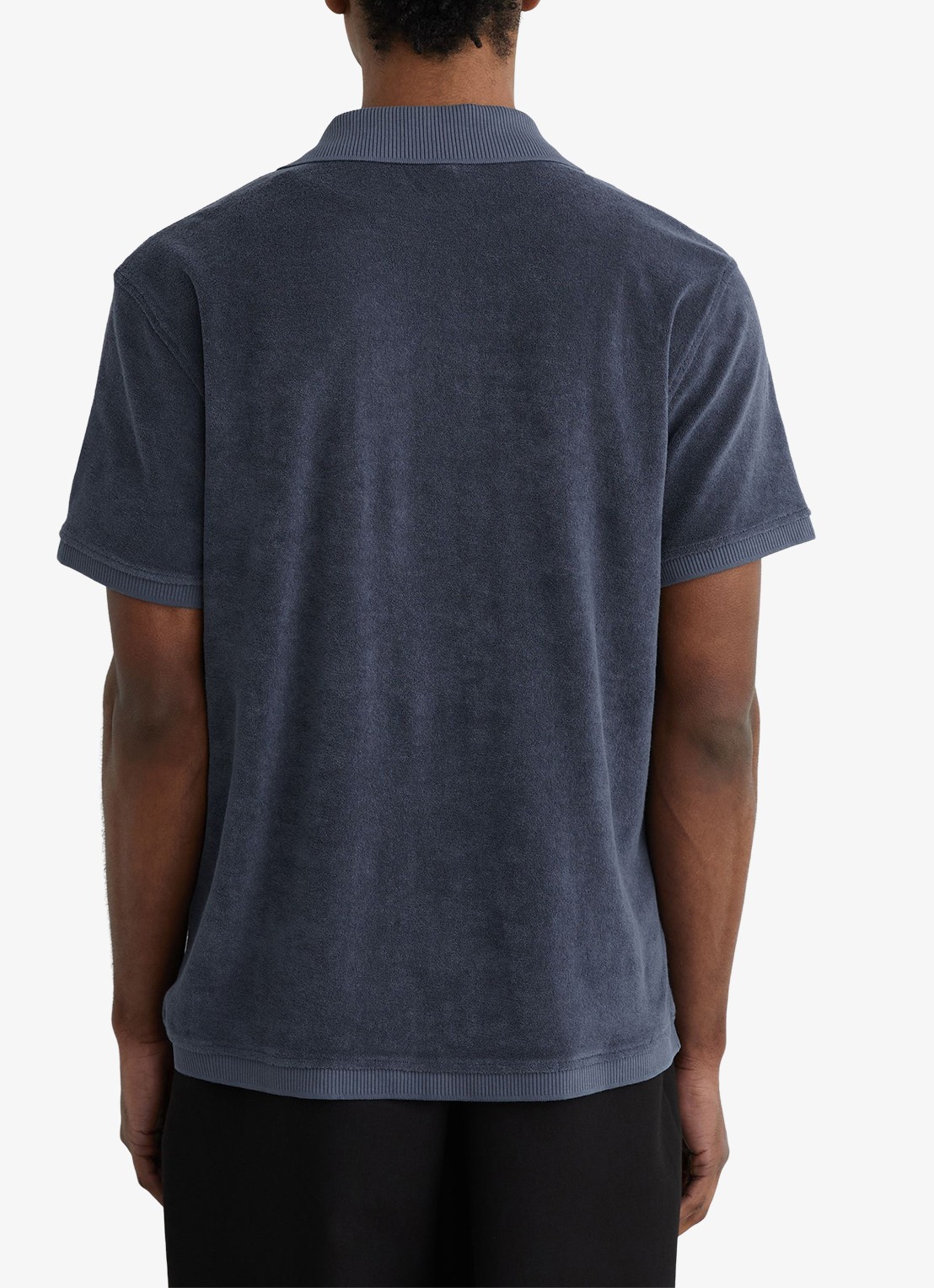 Reiss Eden overhemd van badstof - achterkant 3 airforce blue / blauw