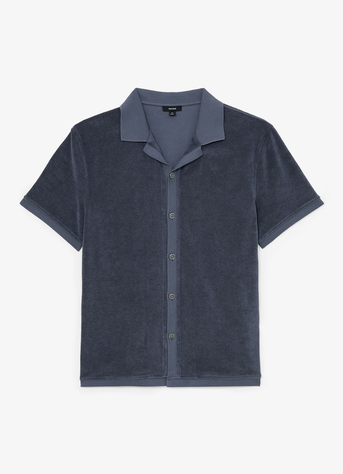 Reiss Eden overhemd van badstof - voorkant airforce blue / blauw