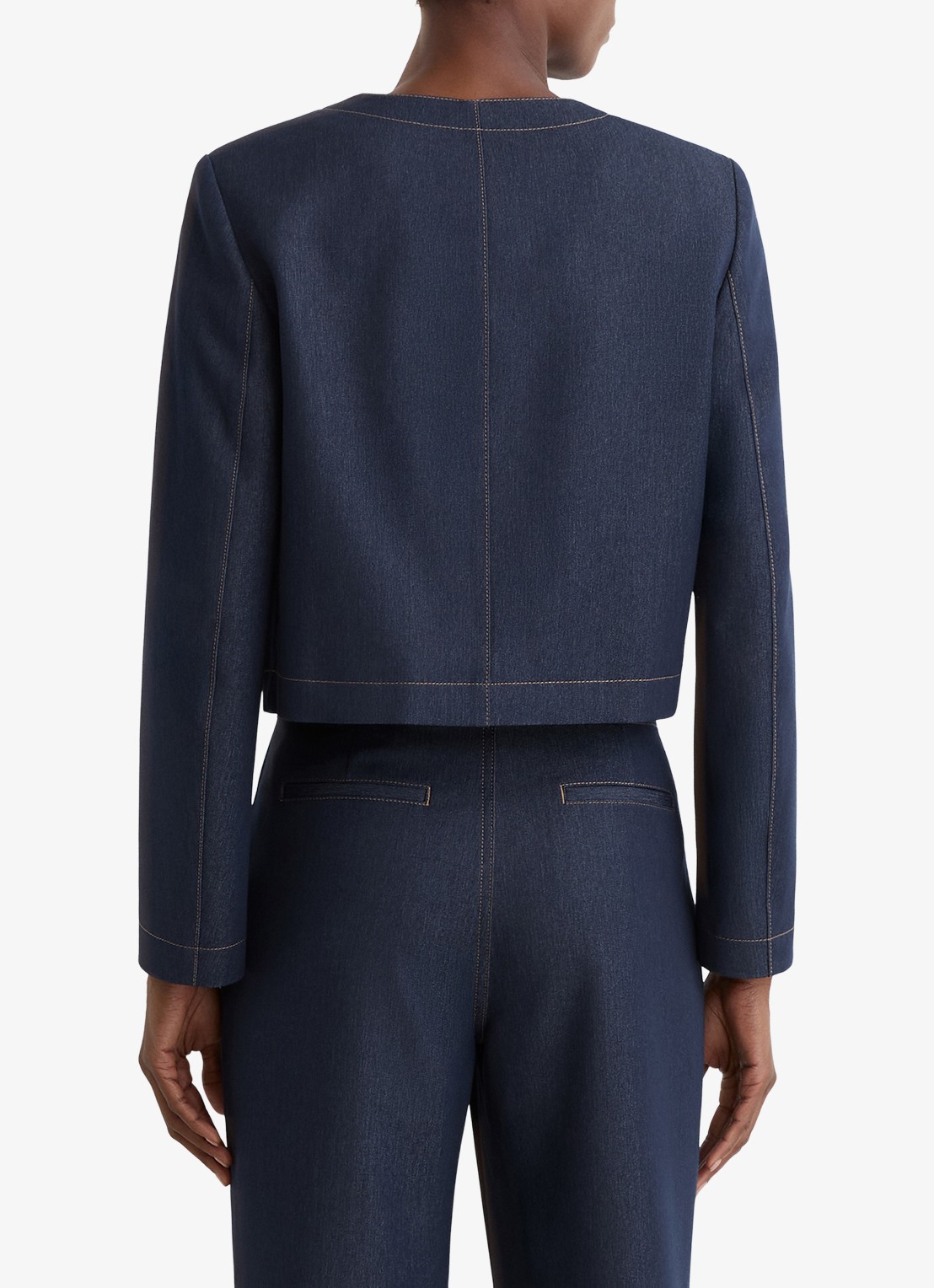 Reiss Edie cropped jack met opgestikte zakken - achterkant 7 donkerblauw