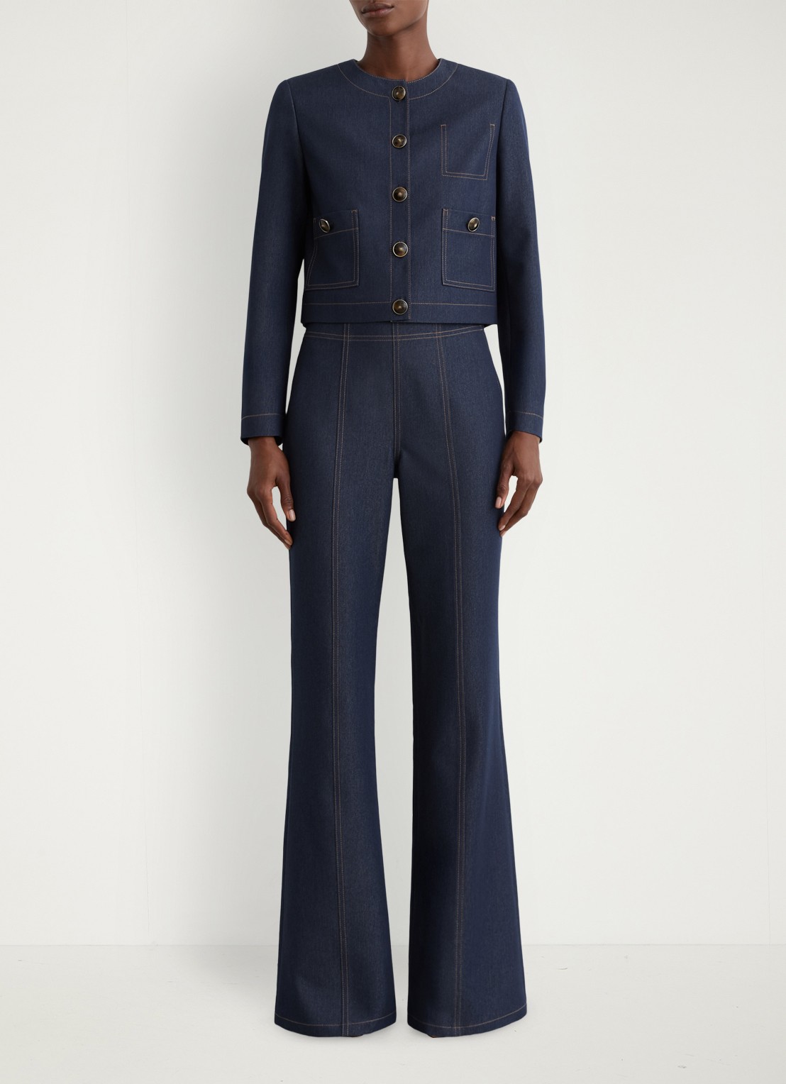 Reiss Edie cropped jack met opgestikte zakken - detail 3 donkerblauw