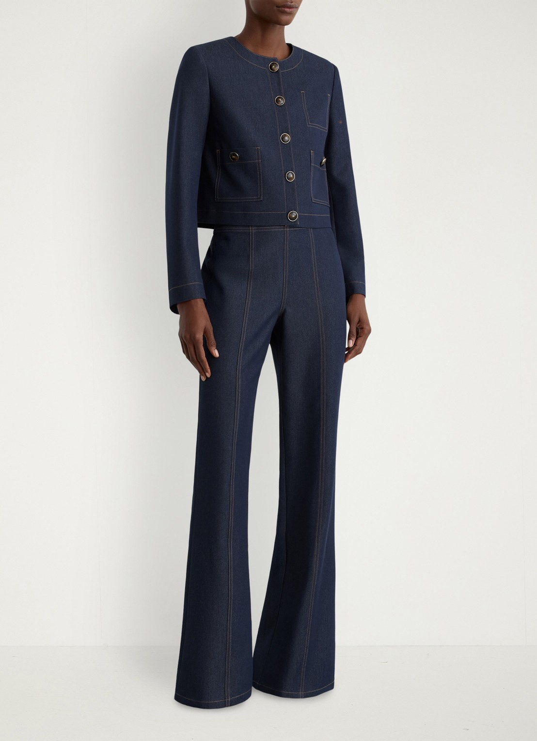 Reiss Edie cropped jack met opgestikte zakken - voorkant 6 donkerblauw