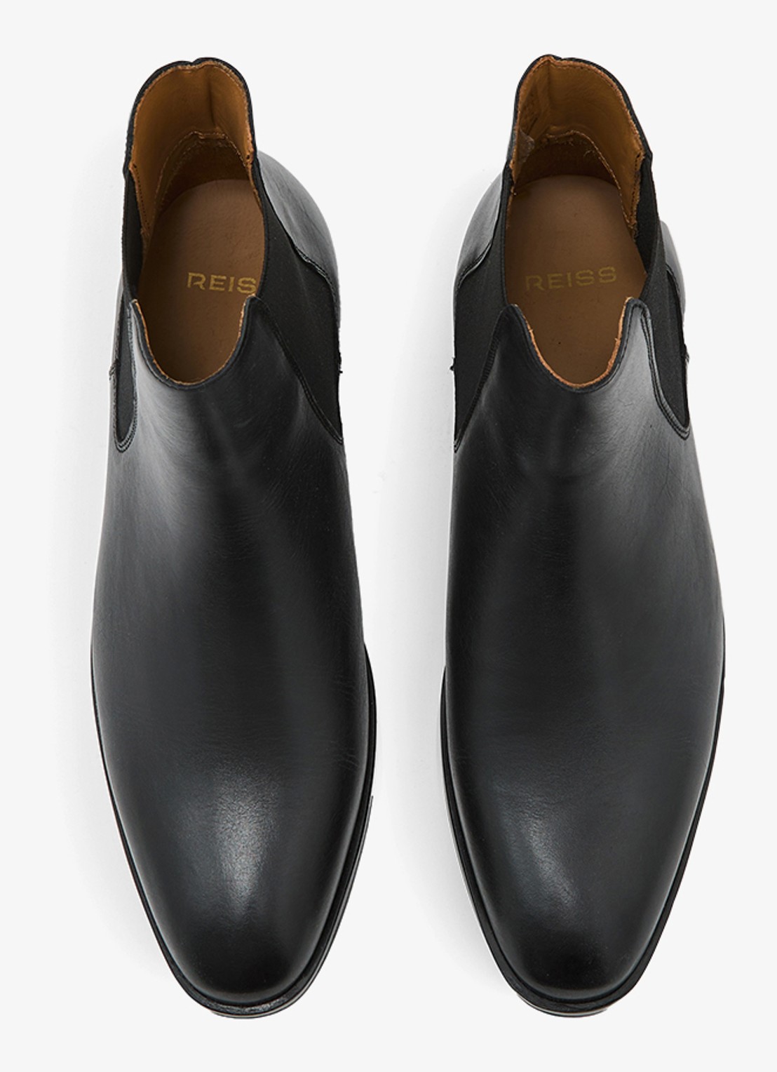 Reiss Elba chelsea boot van leer - detail 4 black / zwart