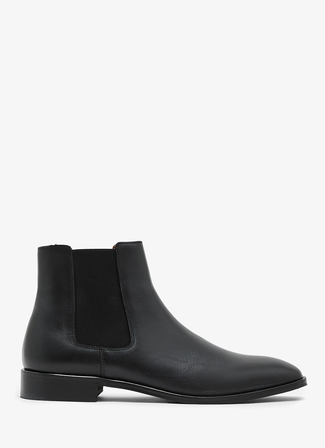 Reiss Elba chelsea boot van leer - voorkant 2 black / zwart
