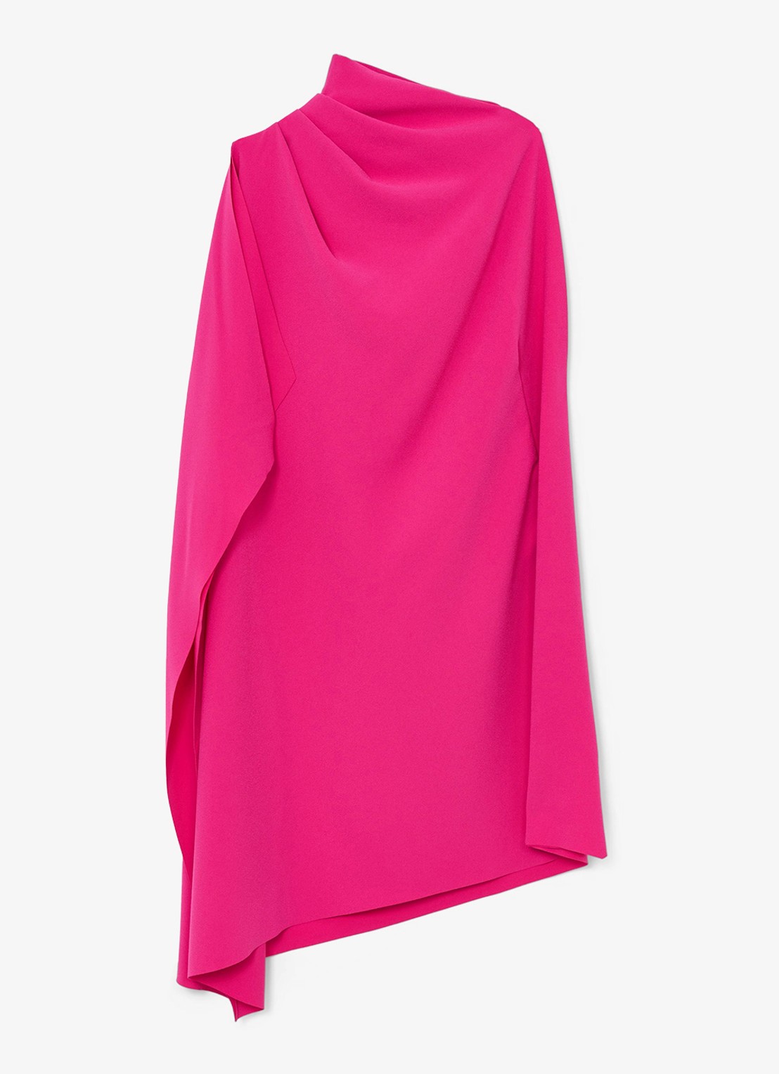 Reiss Ellery one-shoulder mini jurk van crêpe  - voorkant 4 donkerroze