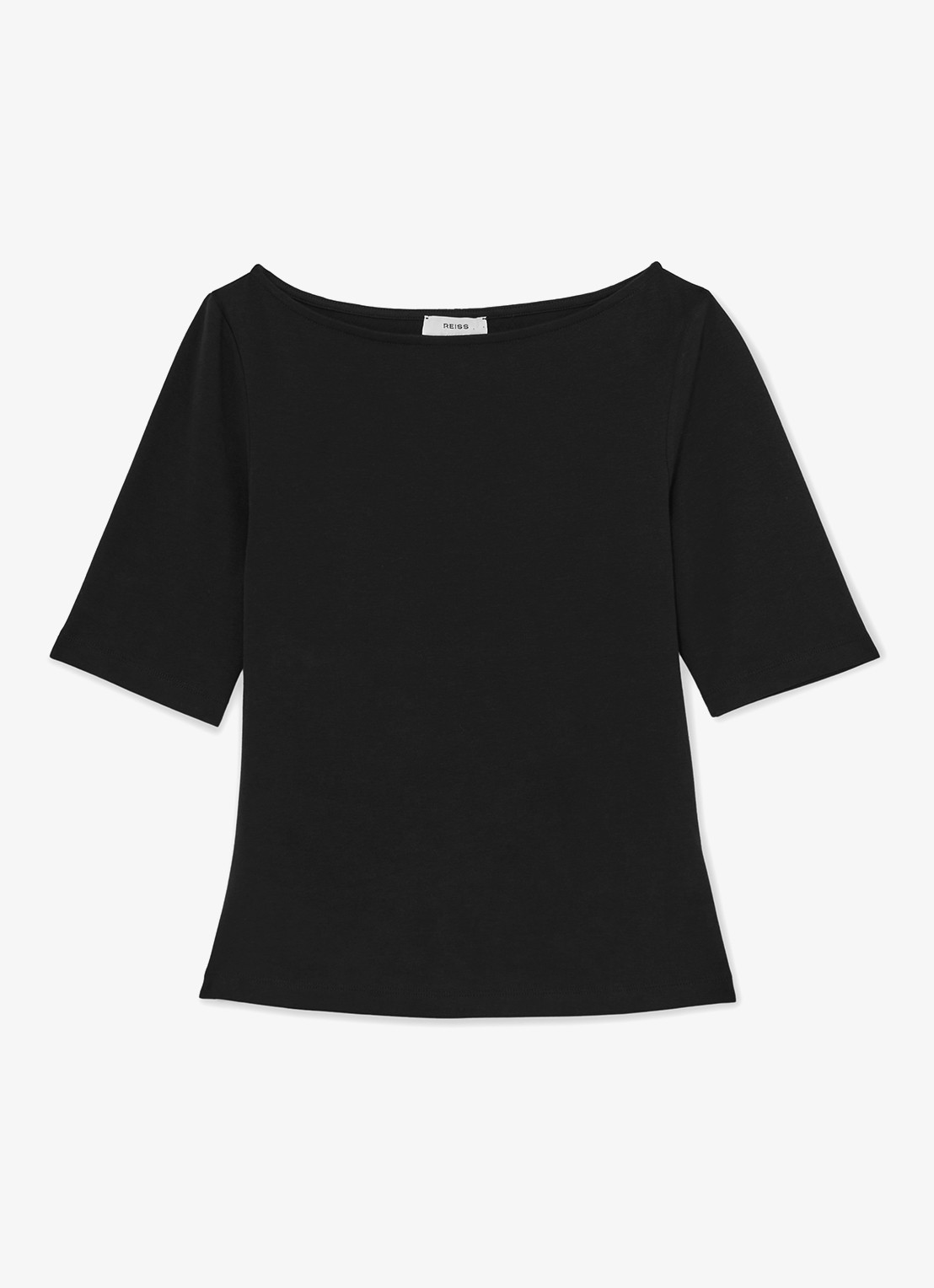 Reiss Ellie T-shirt met boothals - voorkant 4 black / zwart