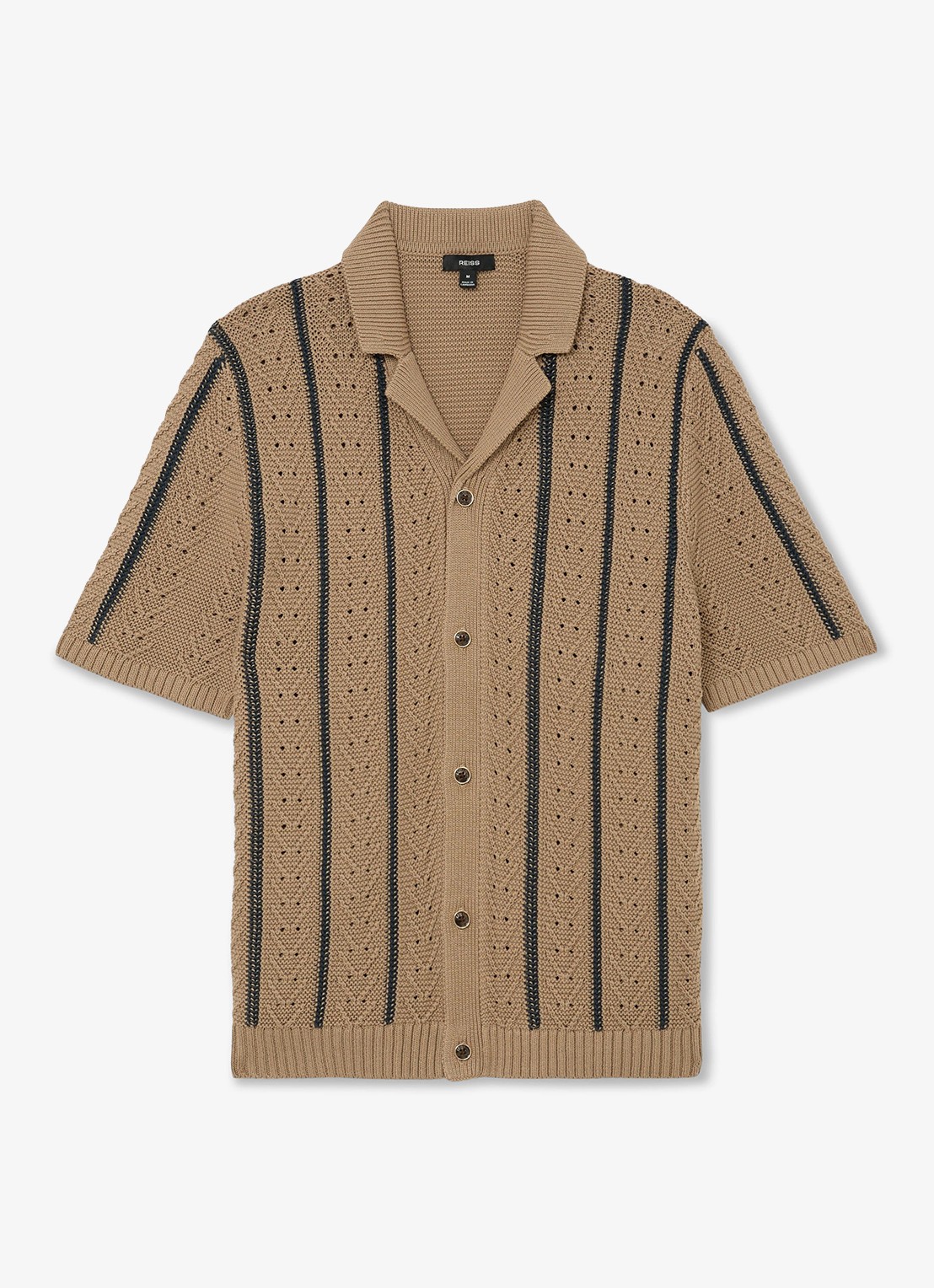 Reiss Ellingham grofgebreide trui in katoenblend - voorkant 2 camel