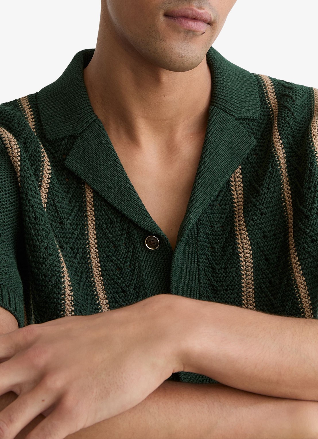 Reiss Ellingham grofgebreide trui in katoenblend - detail 5 groen