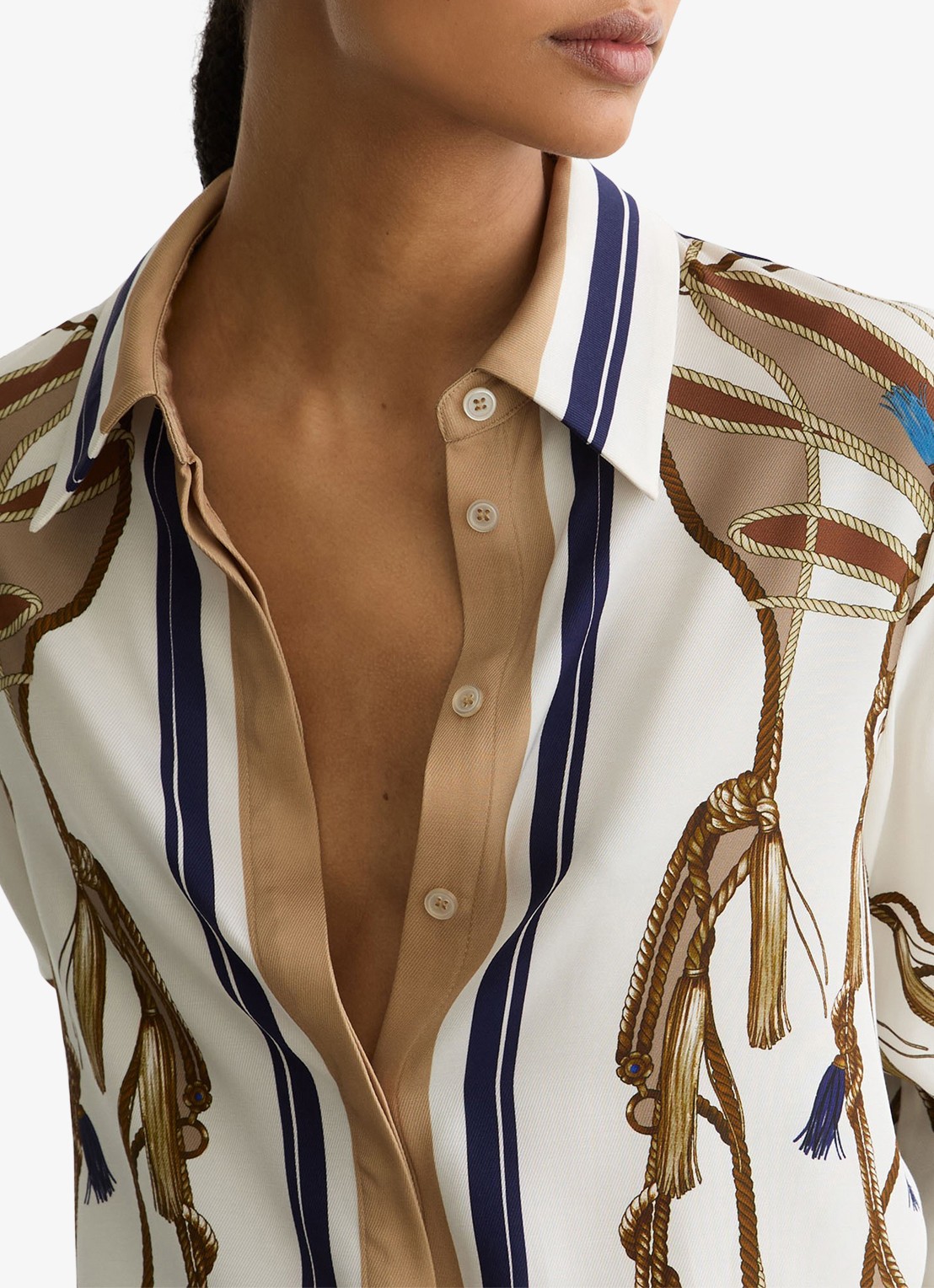 Reiss Ellis blouse met grafische print  - detail 5 beige