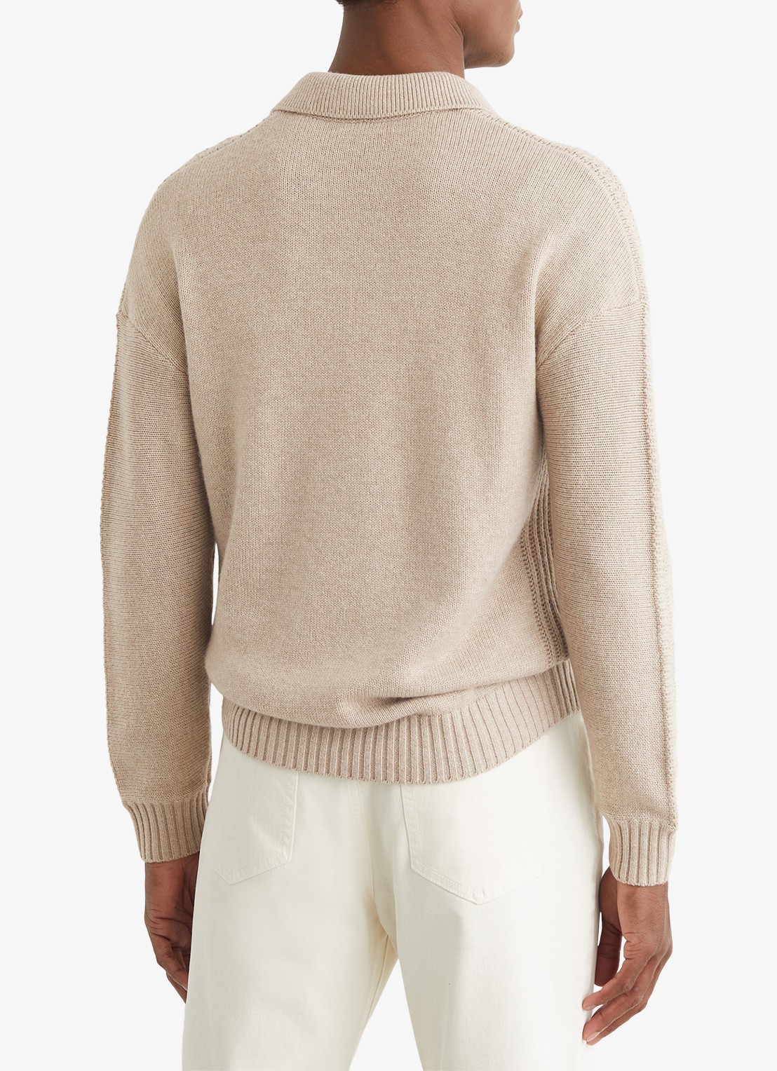 Reiss Elm fijngbreide trui in wolblend met polokraag  - achterkant 6 beige