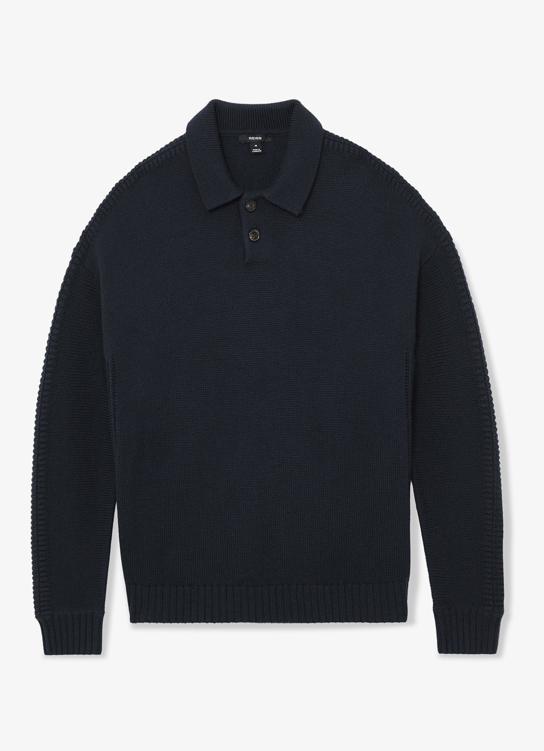 Reiss Elm fijngbreide trui in wolblend met polokraag  - voorkant 2 donkerblauw