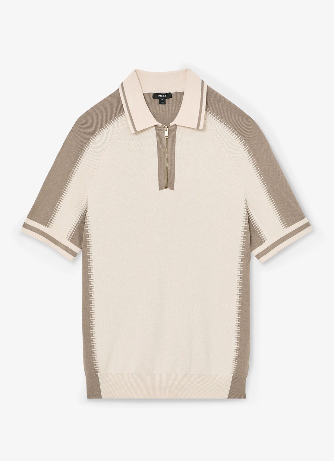 Reiss Elmers regular fit polo met colour blocking - voorkant 4 creme