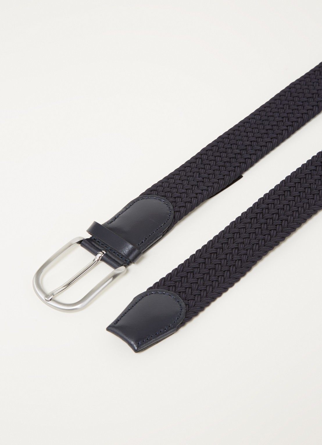 Reiss Elmont gevlochten riem met leren details - detail donkerblauw