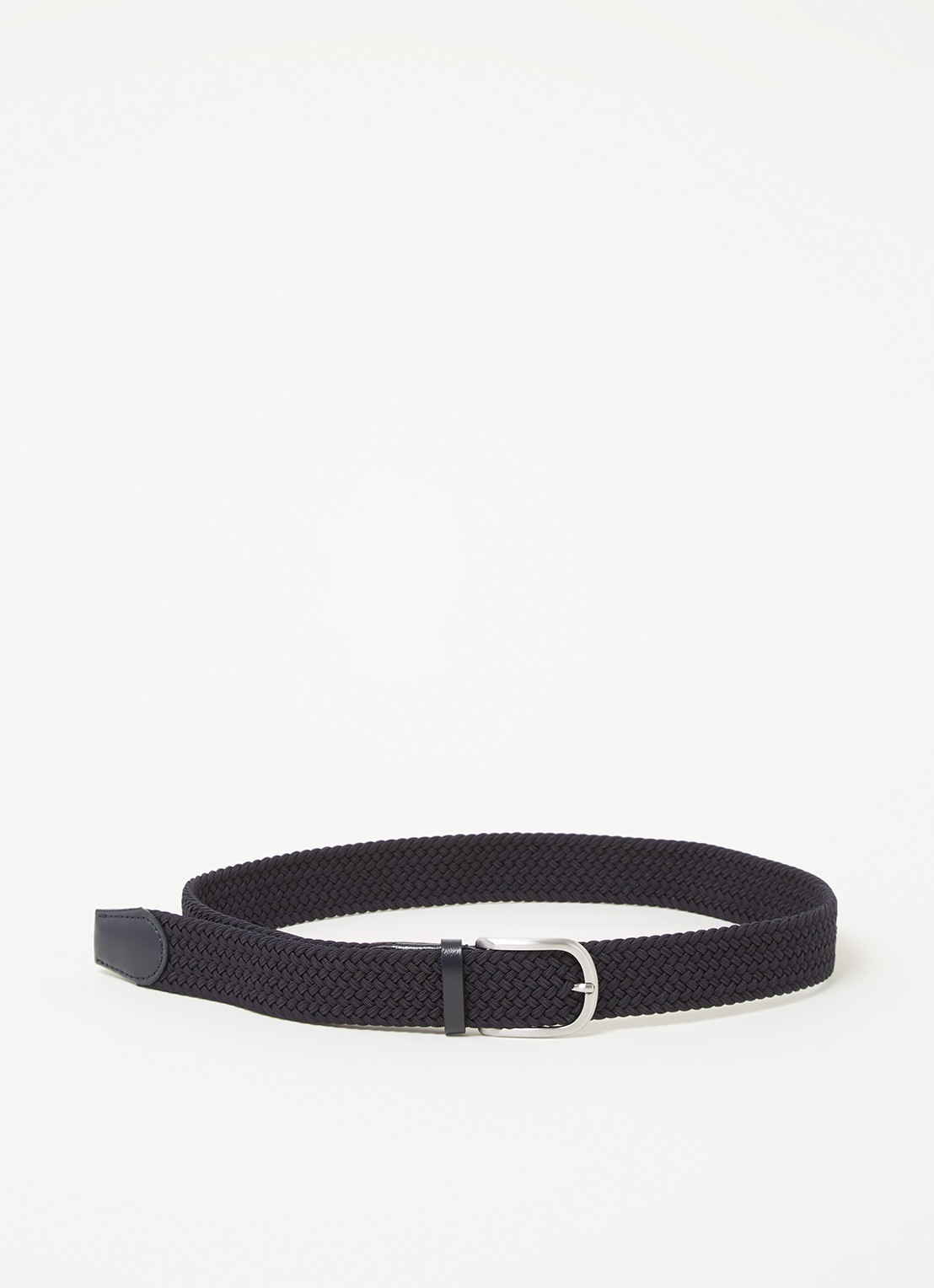 Reiss Elmont gevlochten riem met leren details - voorkant 2 donkerblauw