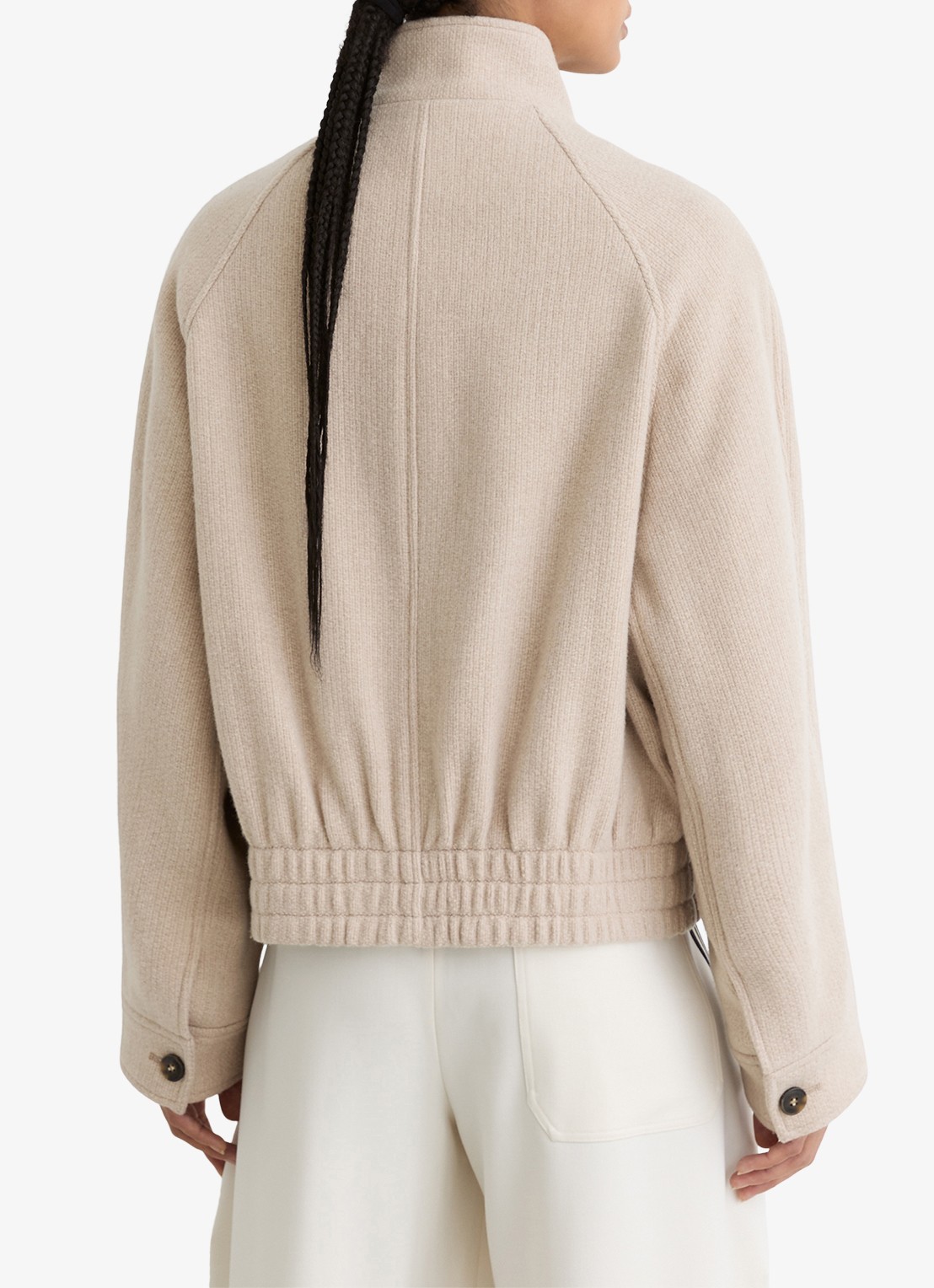 Reiss Elodie bomberjack van wol met opstaande kraag - achterkant 7 beige