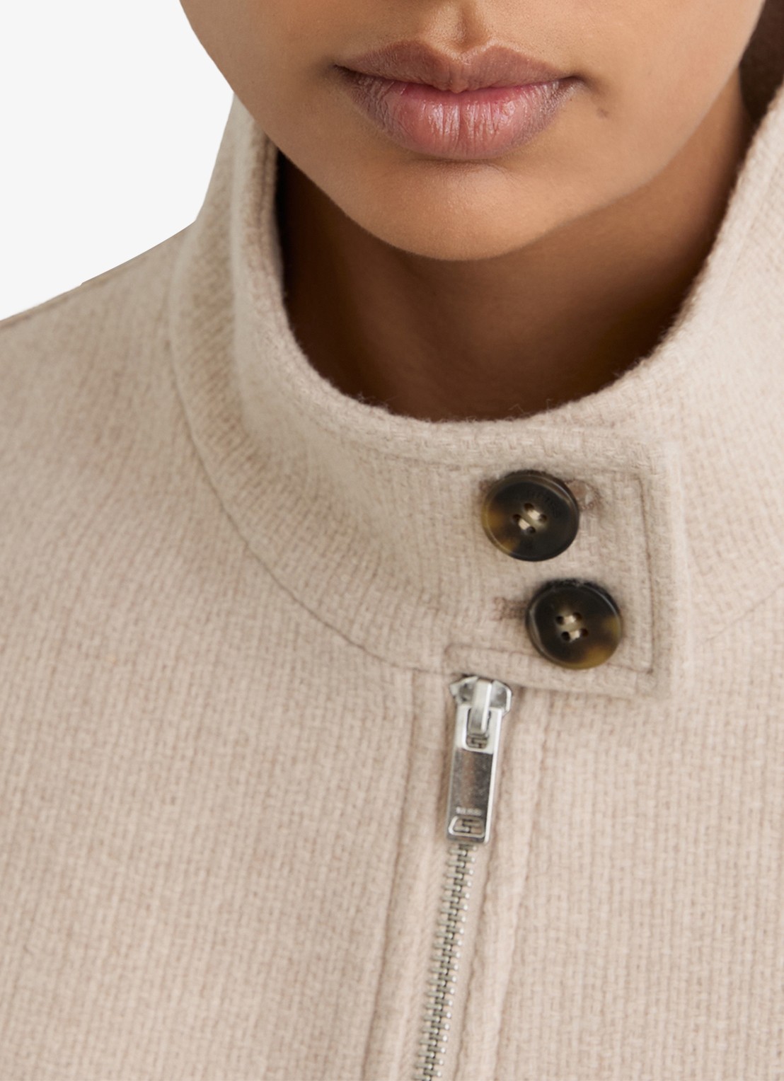 Reiss Elodie bomberjack van wol met opstaande kraag - detail 5 beige
