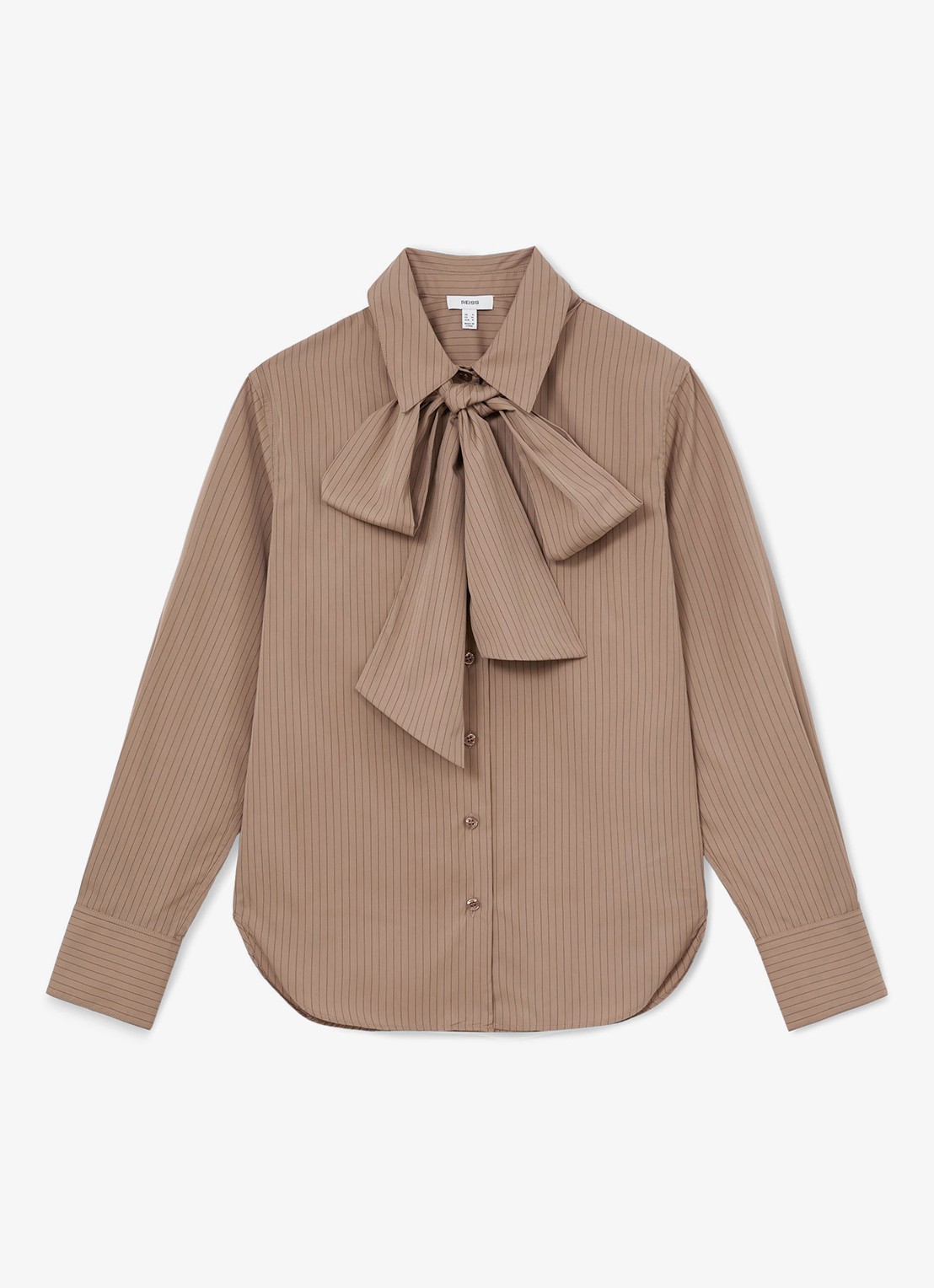 Reiss Elowen blouse met streepprint - voorkant 5 lichtbruin