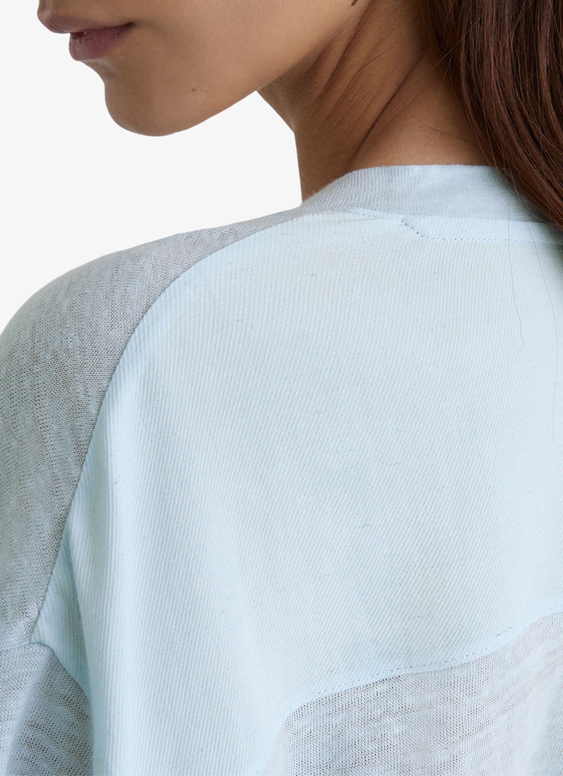 Reiss Ember T-shirt van linnen met V-hals - detail 3 donkerblauw